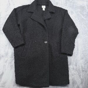 Wren New York Womens Size Large Sherpa Style Overcoat Black Classic